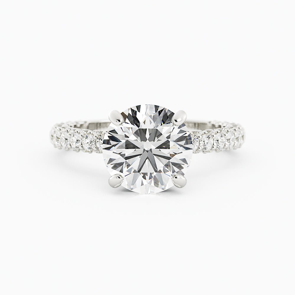 3.2 Carat Round Cut Moissanite Engagement Ring 14k White Gold - Balacia