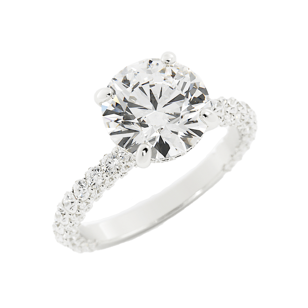 Round Moissanite Iced Out Engagement Ring