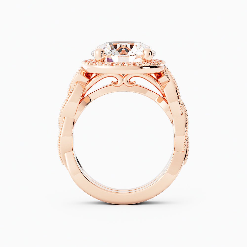 3.3 Carat Round Cut Moissanite Engagement Ring 14k Rose Gold - Balacia