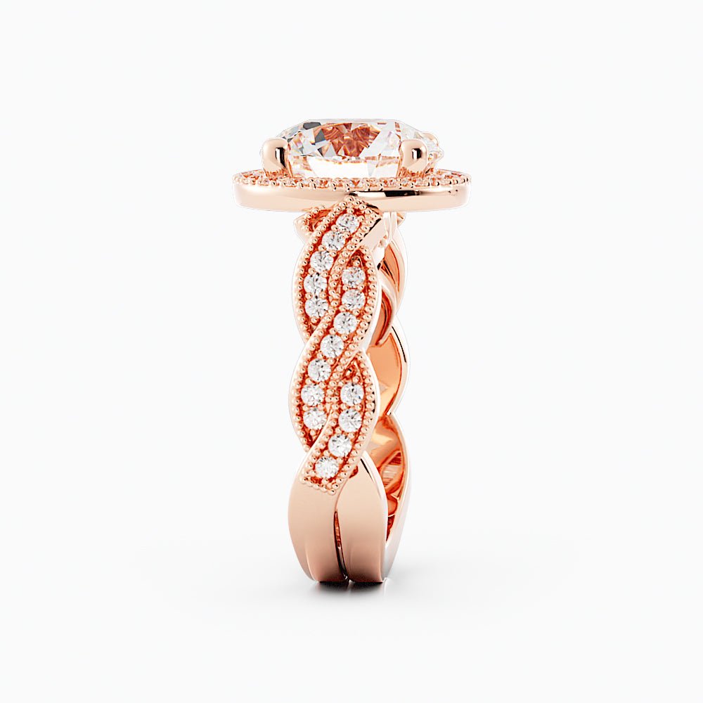 3.3 Carat Round Cut Moissanite Engagement Ring 14k Rose Gold - Balacia