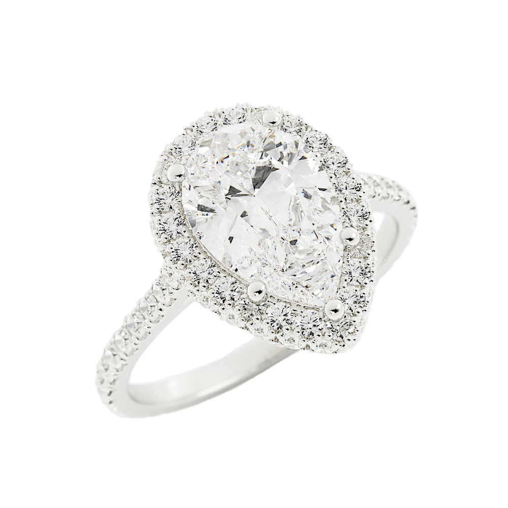 Pear Diamond Halo Engagement Ring