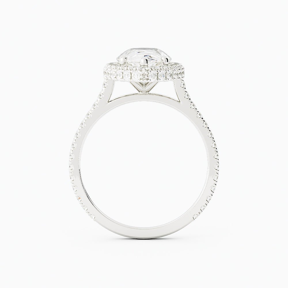 3.4 Carat Pear Cut Diamond Engagement Ring 14k White Gold - Balacia