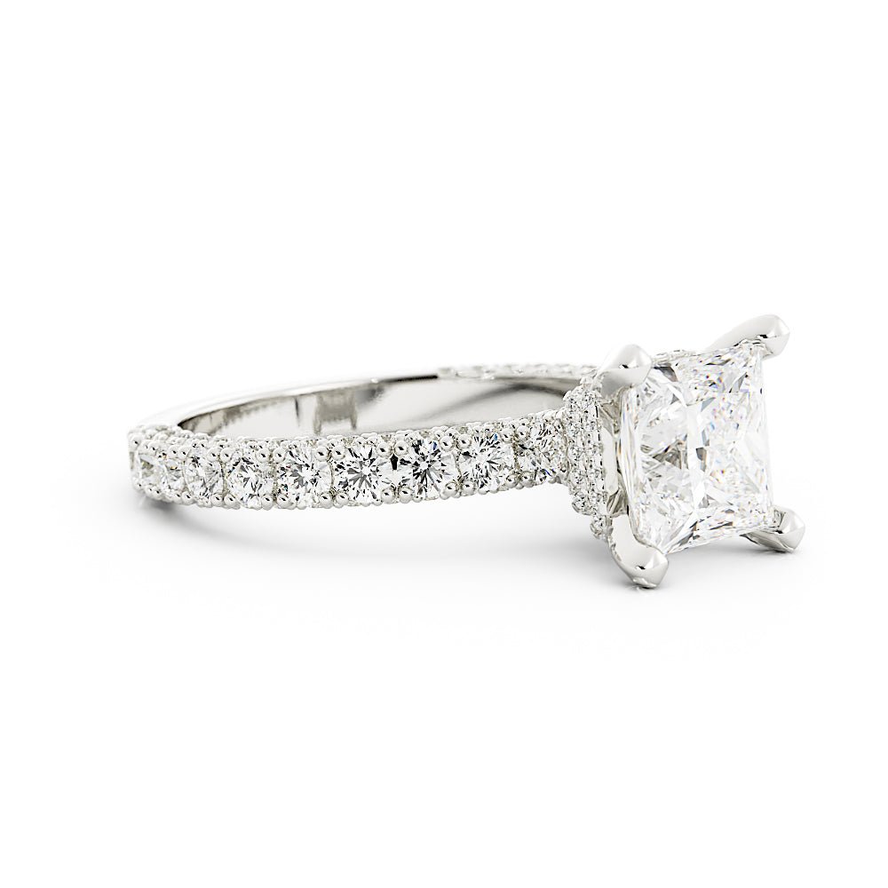 3 carat princess cut pave engagement ring