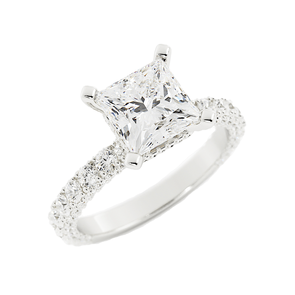 princess cut hidden halo engagement ring