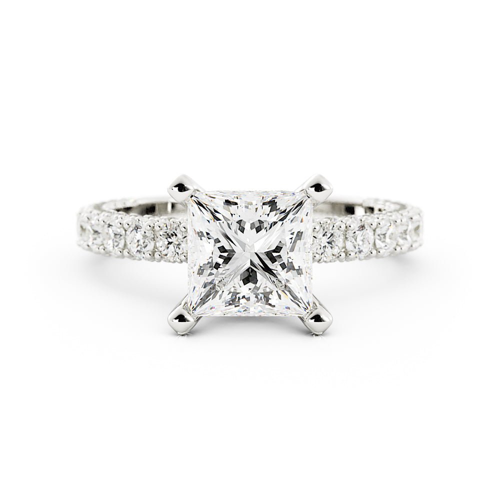princess cut engagement ring side diamonds