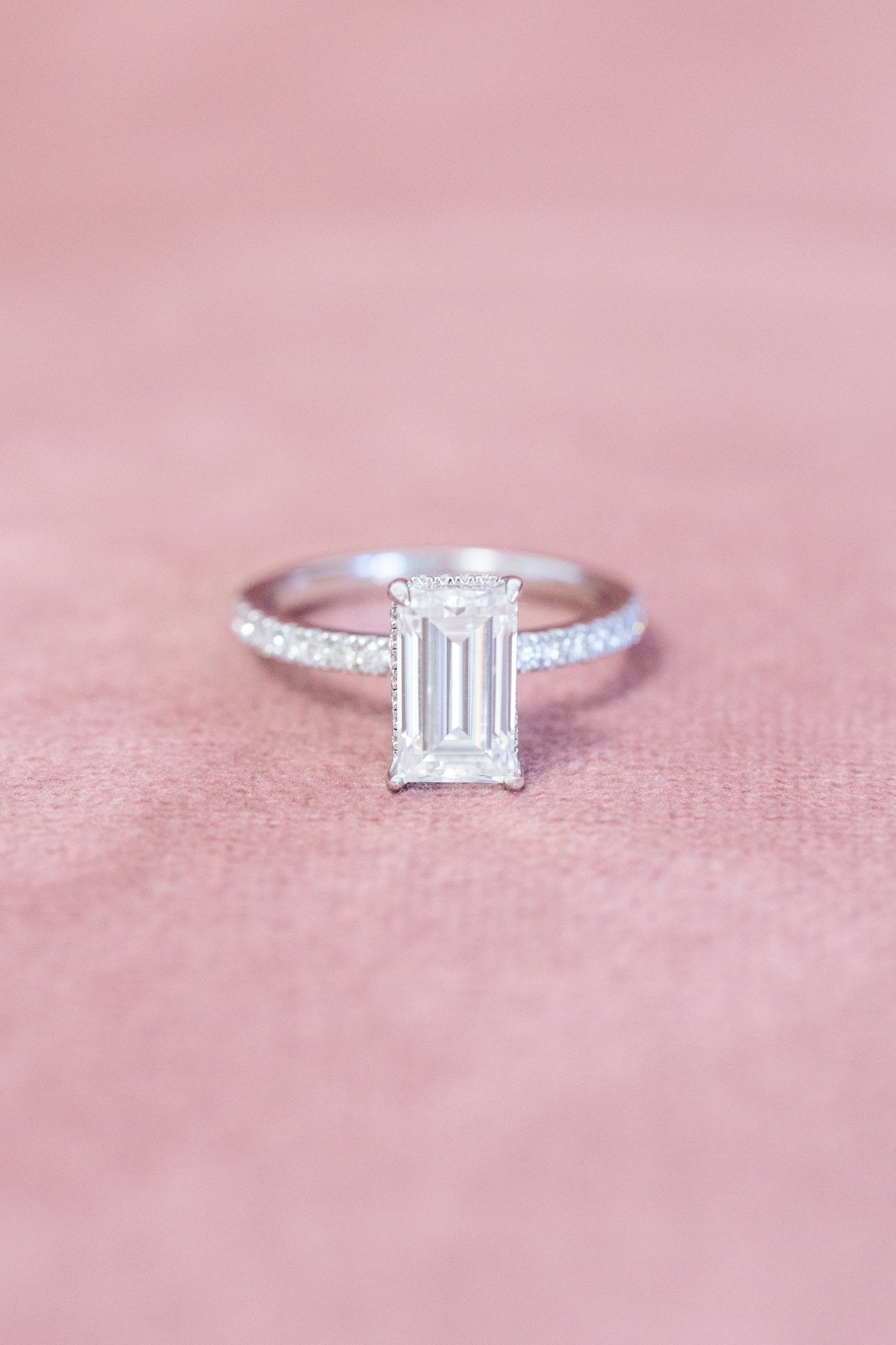 Emerald Cut Moissanite Engagement Ring 14k White Gold - Balacia