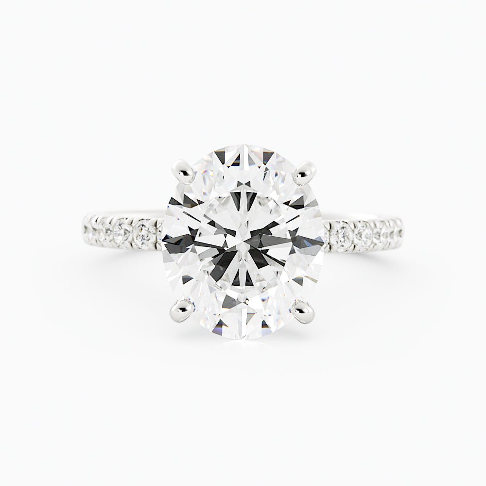 4.4 Carat Oval Cut Moissanite Engagement Ring 14k White Gold - Balacia