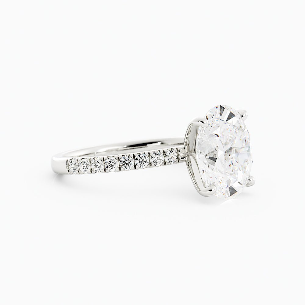 4.4 Carat Oval Cut Moissanite Engagement Ring 14k White Gold - Balacia