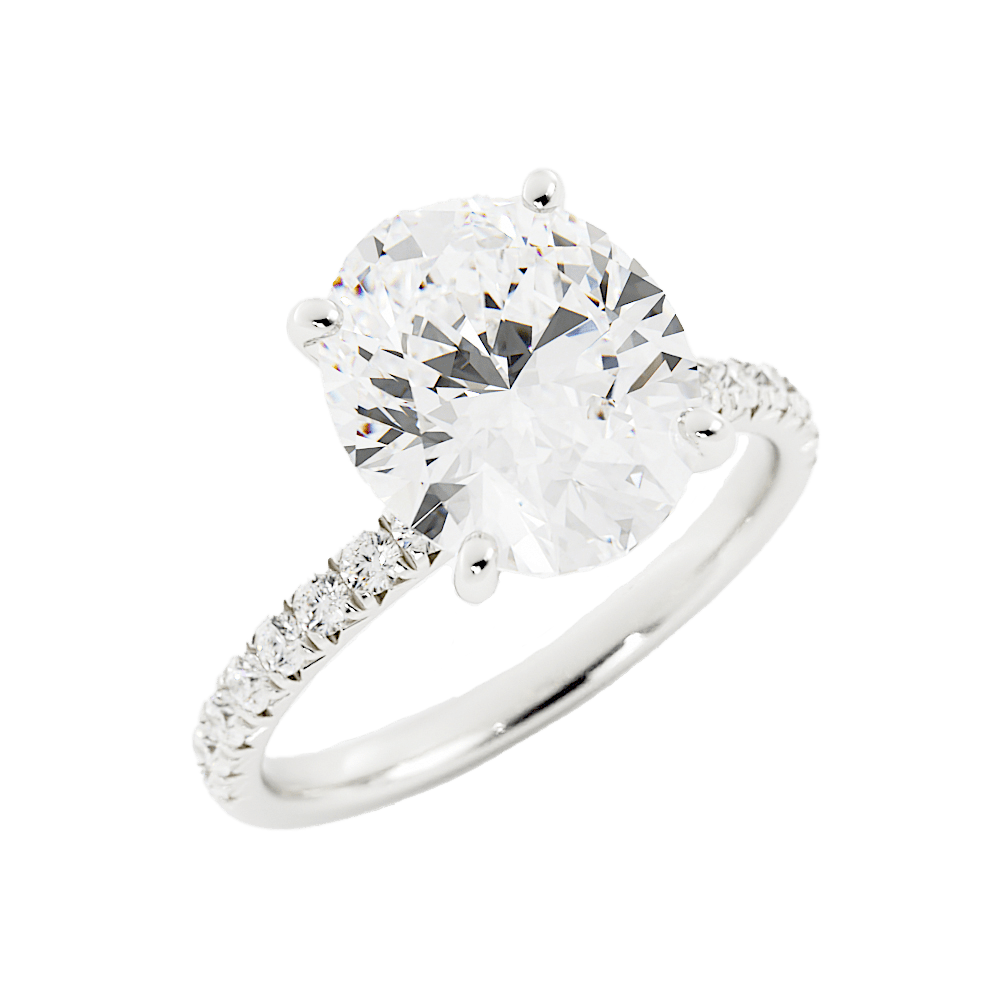 4.4 Carat Oval Cut Moissanite Engagement Ring 14k White Gold - Balacia