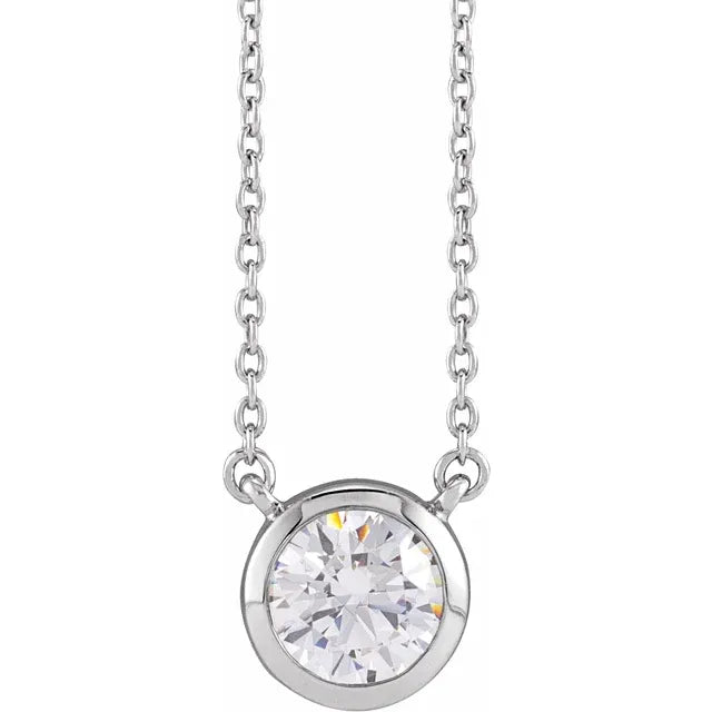 Bezel Solitaire Floating Diamond Pendant Necklace