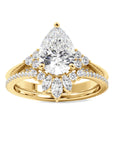 Pear Diamond Engagement Ring with Round Accents