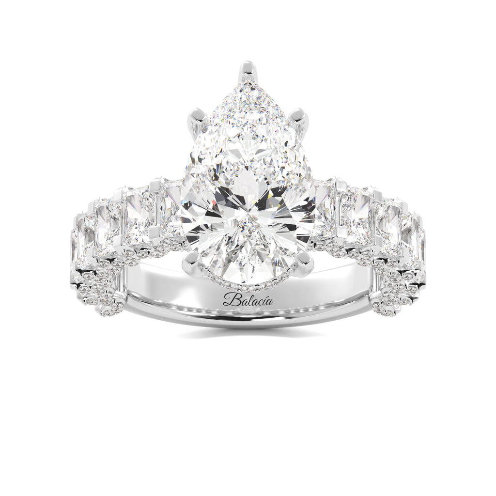 Pear ring with radiant cut sides