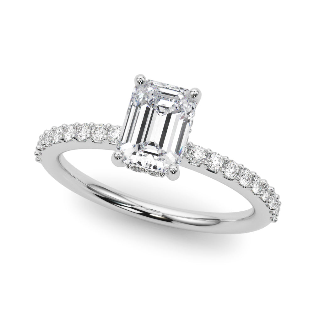 Emerald Cut Diamond Pavé Engagement Ring