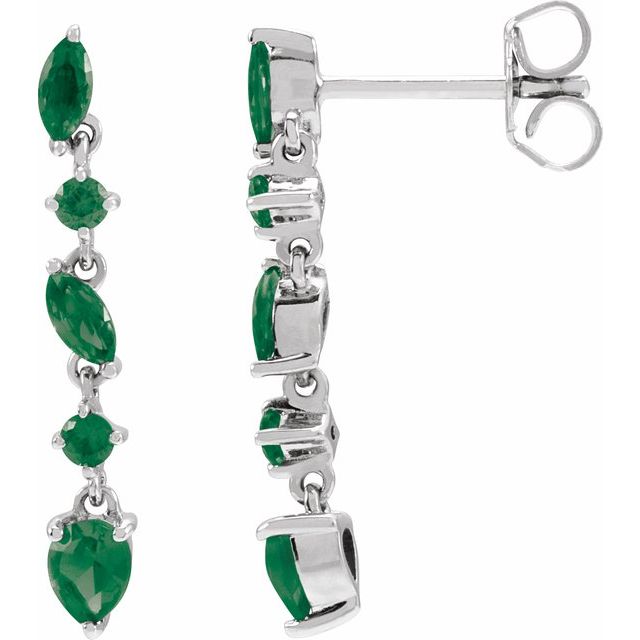 Green Emerald Drop 14k Earrings Side View