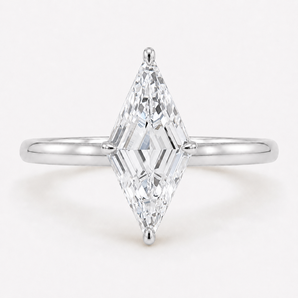 Lozenge Cut Diamond Solitaire Engagement Ring White Gold