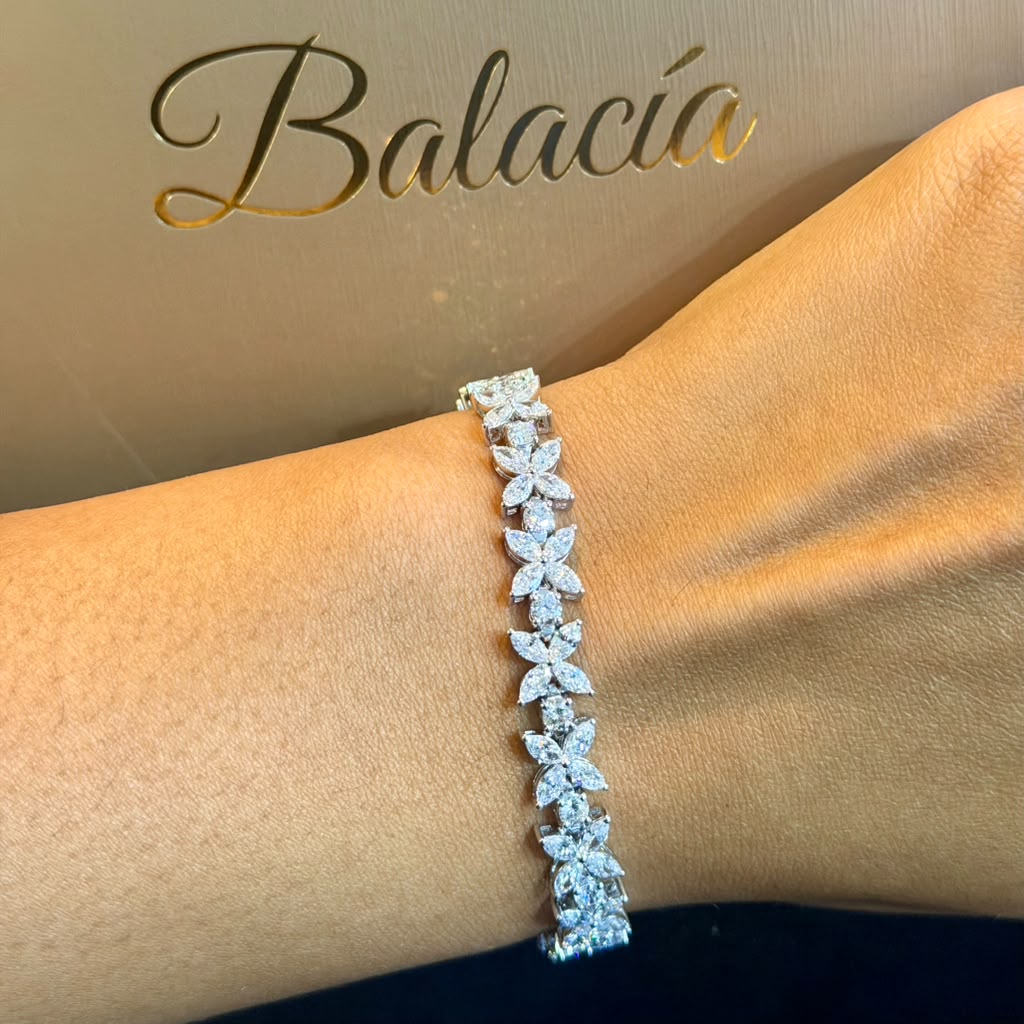 Marquise and Round Diamond Floral Bracelet