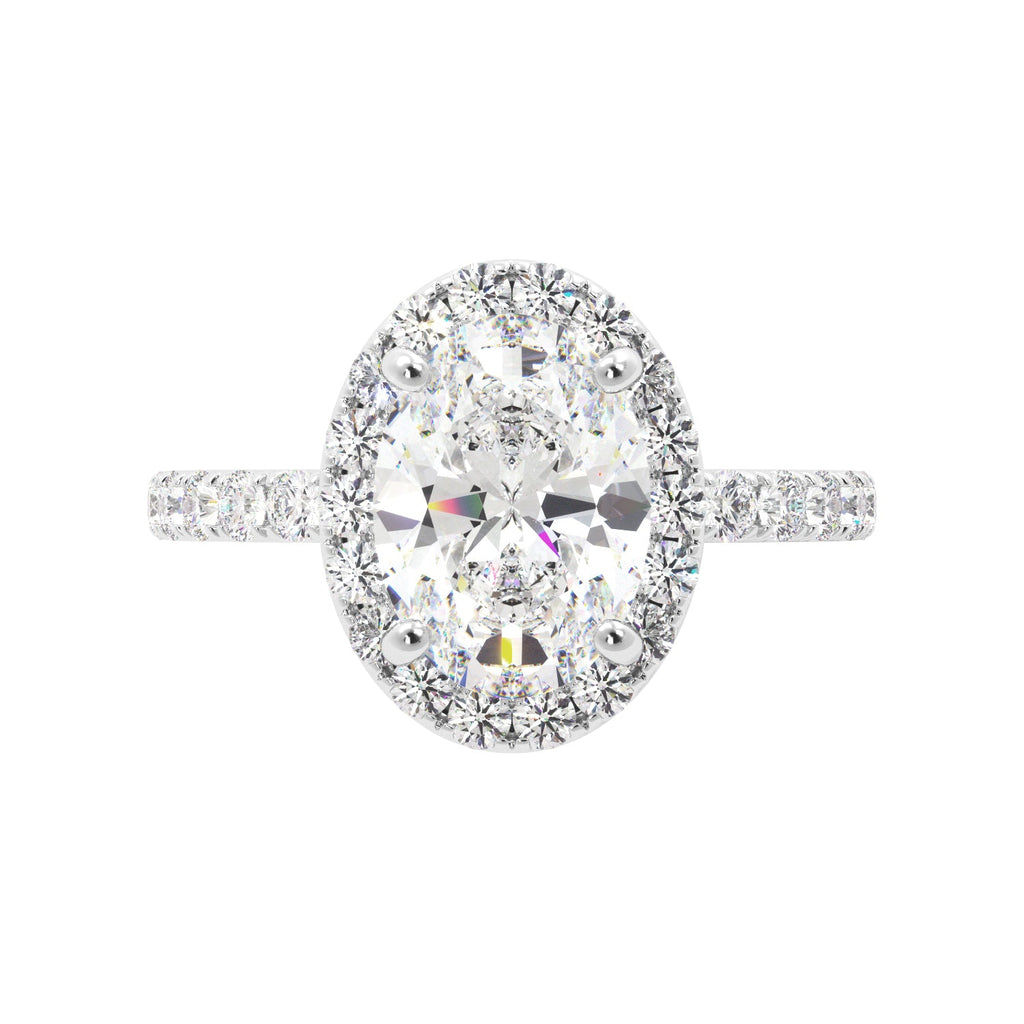Oval Diamond Halo Engagement Ring White Gold