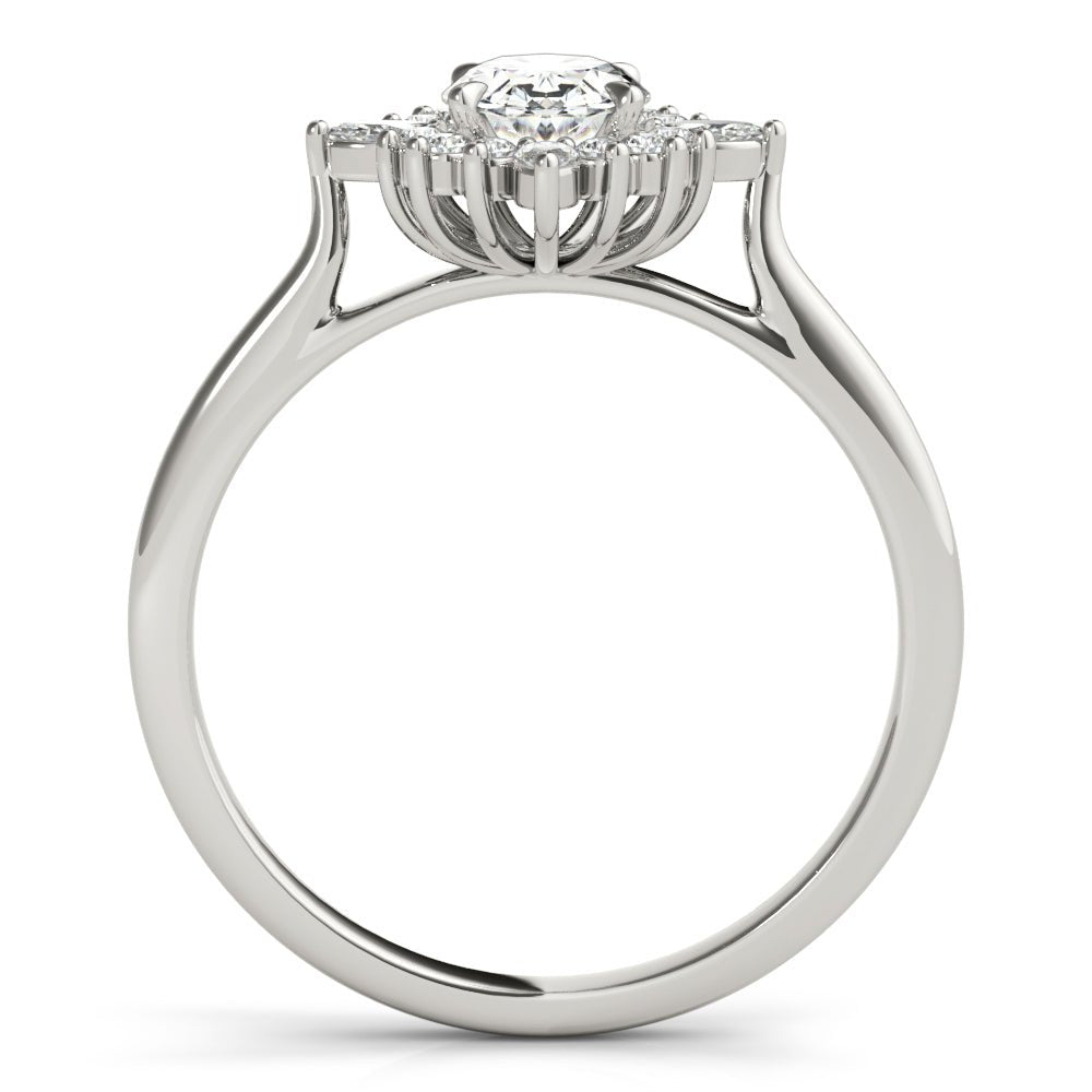 Oval Marquise Halo White Gold Engagement Ring Side