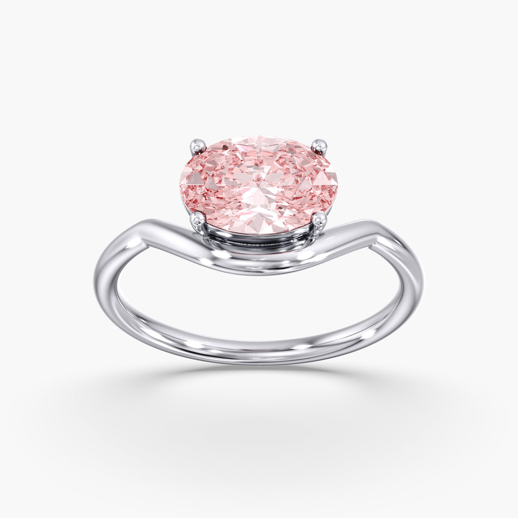 Pink Oval Diamond East West Ring