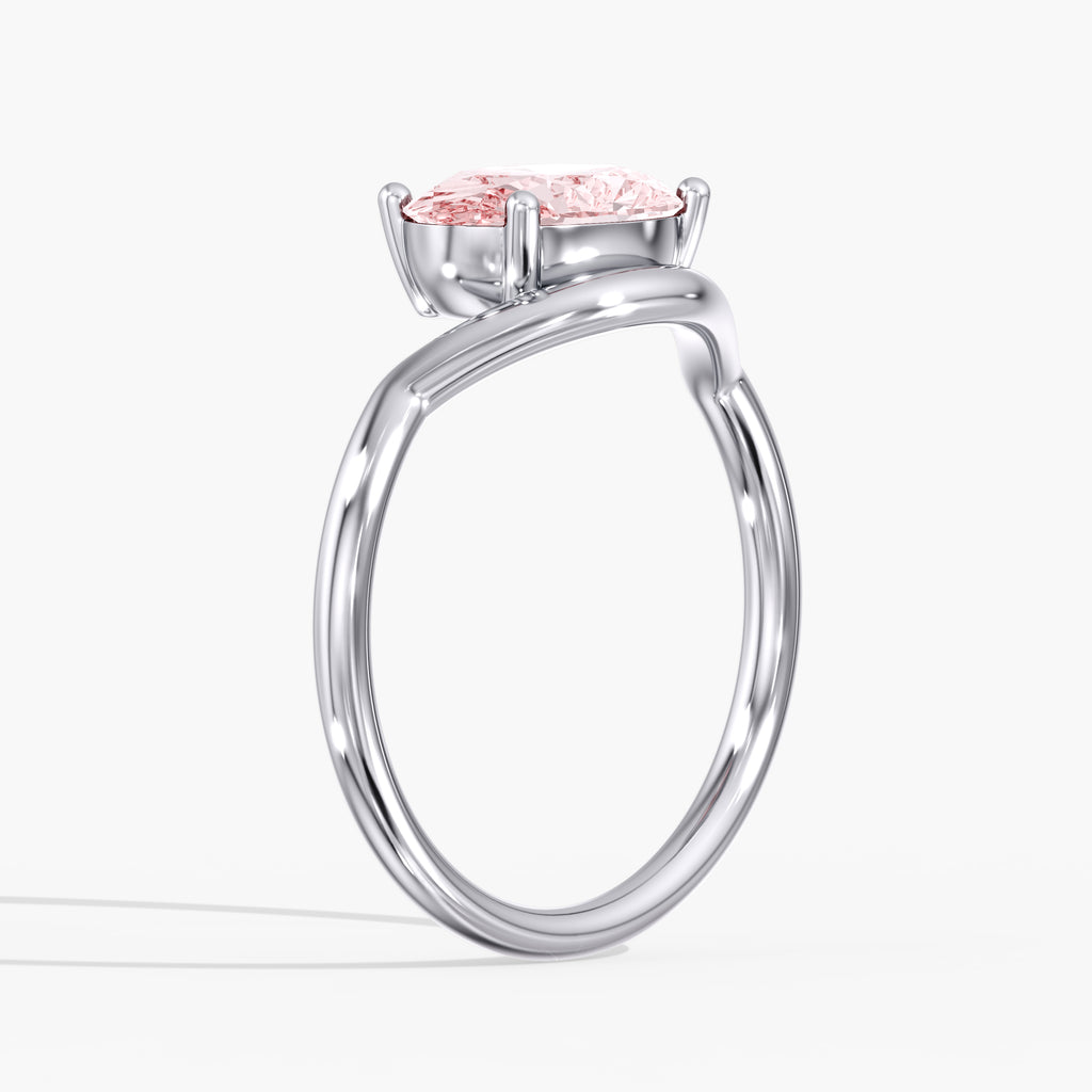 Pink Oval Diamond East West Ring Side Angle