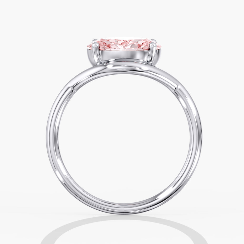 Pink Oval Diamond East West Ring Side View