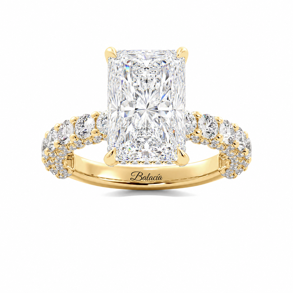 Radiant Cut Iced Out Diamond Engagement Ring gold