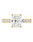 Radiant Cut 3/4 Eternity Engagement Ring with Hidden Halo