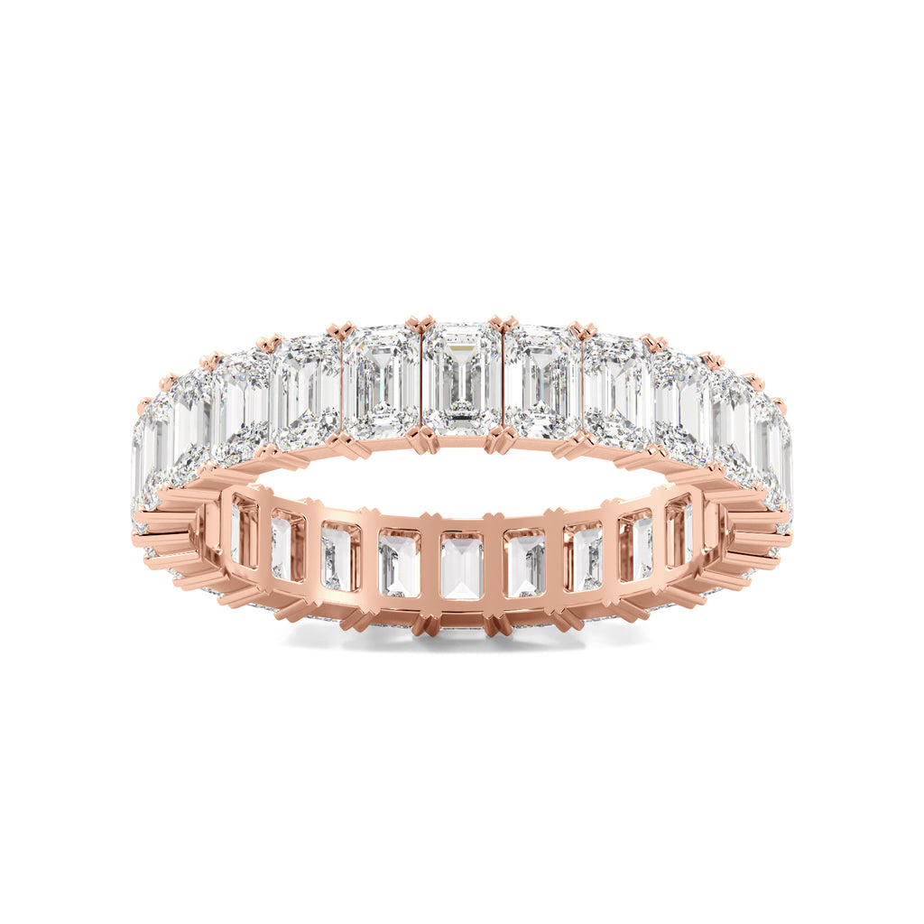 Rose Gold Emerald Cut Diamond Eternity Band