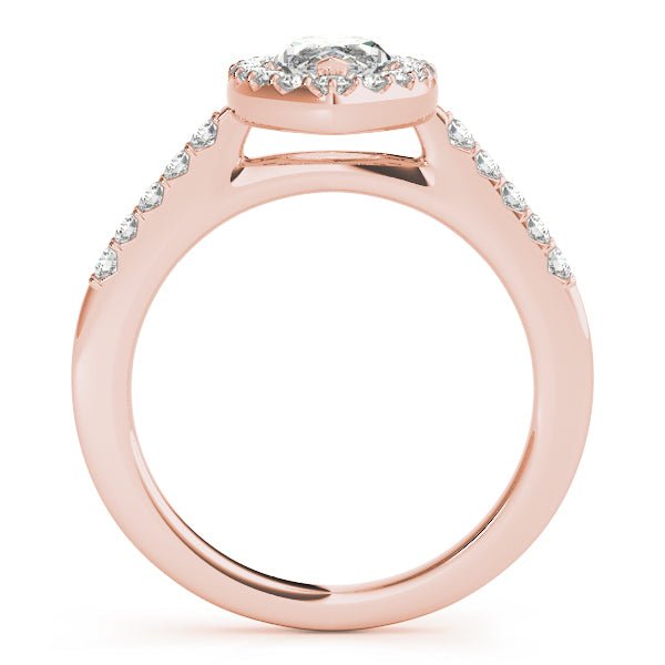 Rose Gold Marquise Diamond Halo Engagement Ring Side