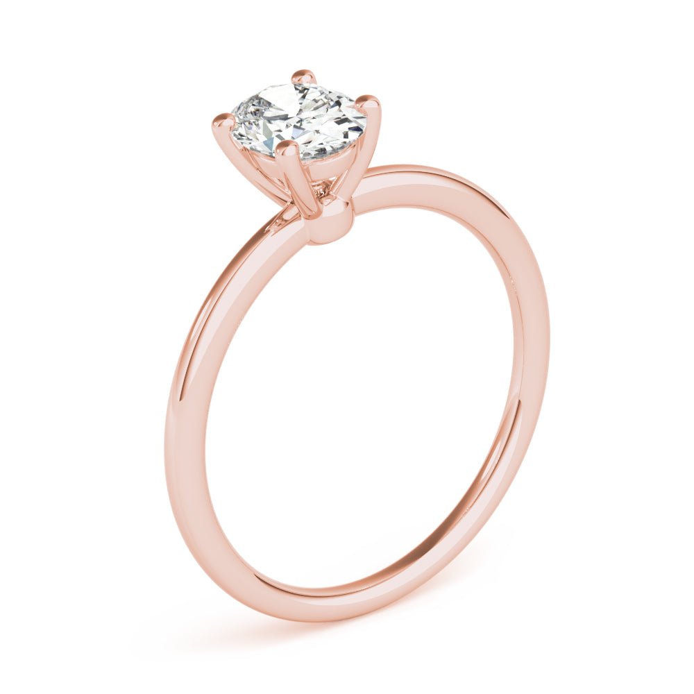Rose Oval Diamond Solitaire Engagement Ring Side View