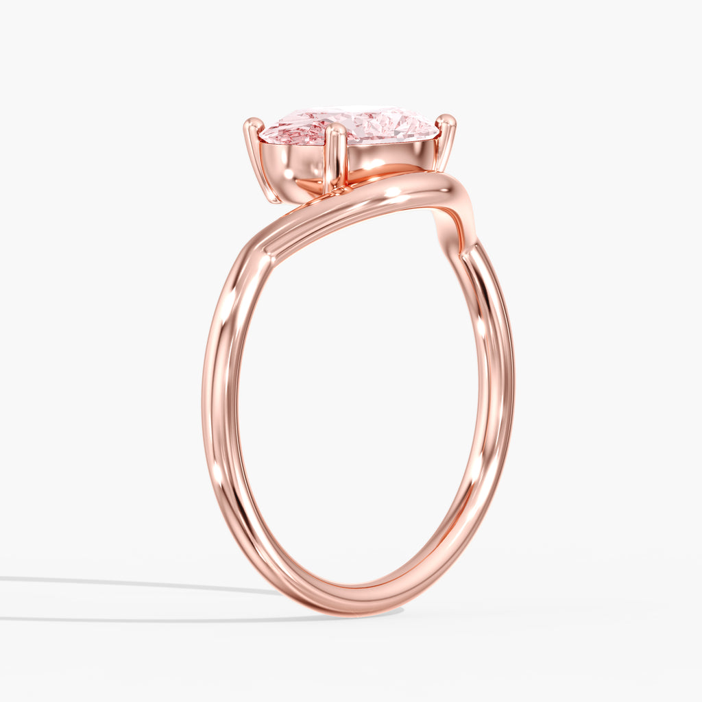 Rose Gold Pink Oval Diamond East West Ring Side Angle