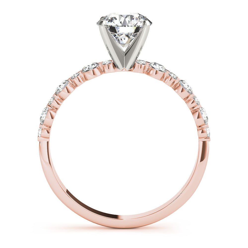 Rose Gold Round Diamond Single Prong Engagement Ring Side