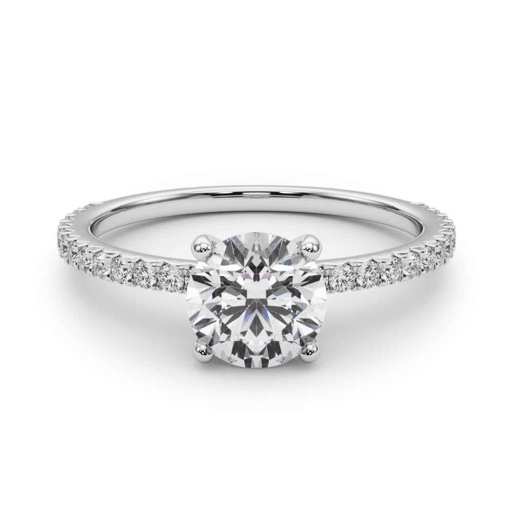 Round Cut Diamond Pavé Engagement Ring Front