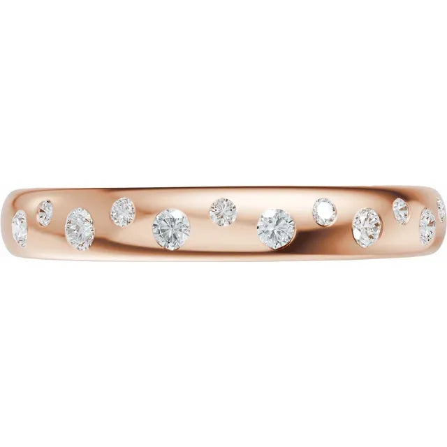 Round Diamond Gold Cigar Rose Gold Band