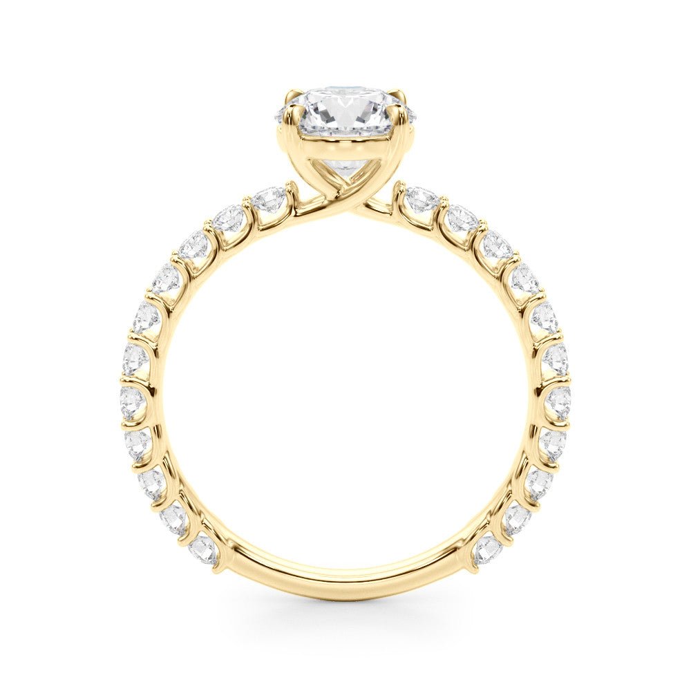 Round Shared Prong Ring Side View