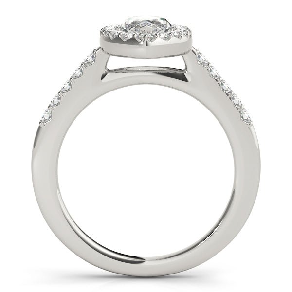 White Gold Marquise Diamond Halo Engagement Ring Side