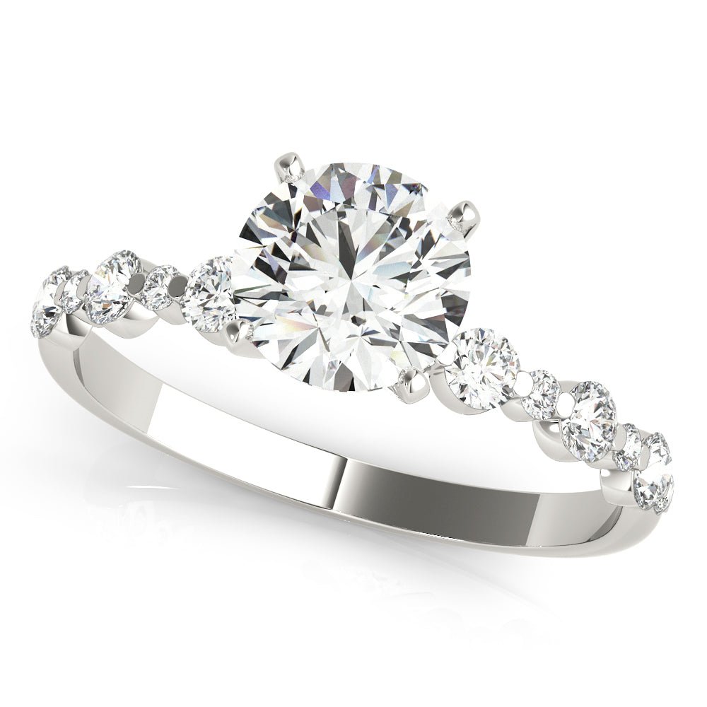 White Gold Round Diamond Single Prong Engagement Ring