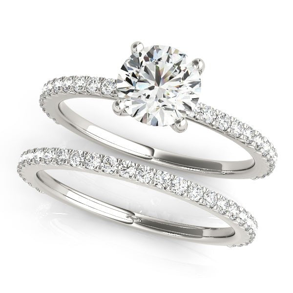 White Gold Traditional Round Diamond Engagement Ring Set