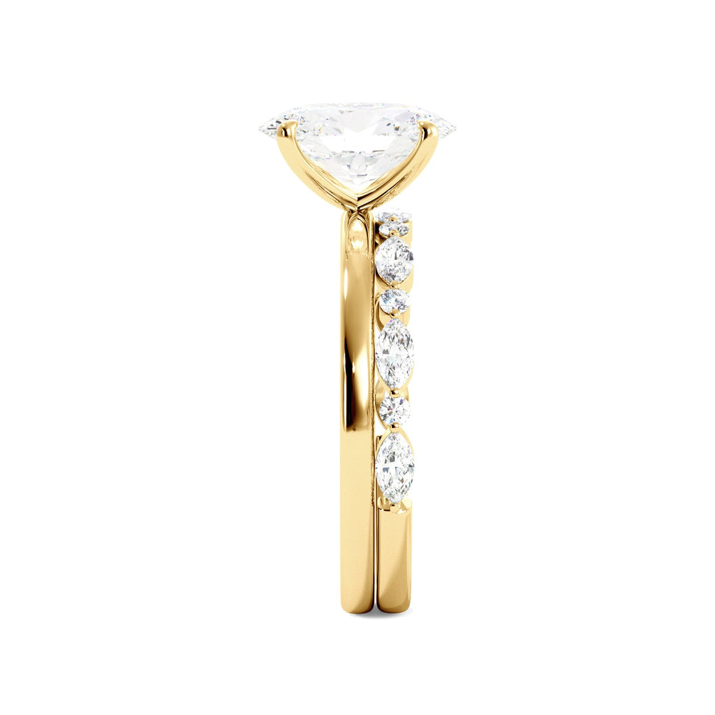 Yellow Gold Oval Diamond Solitaire Ring Set Side
