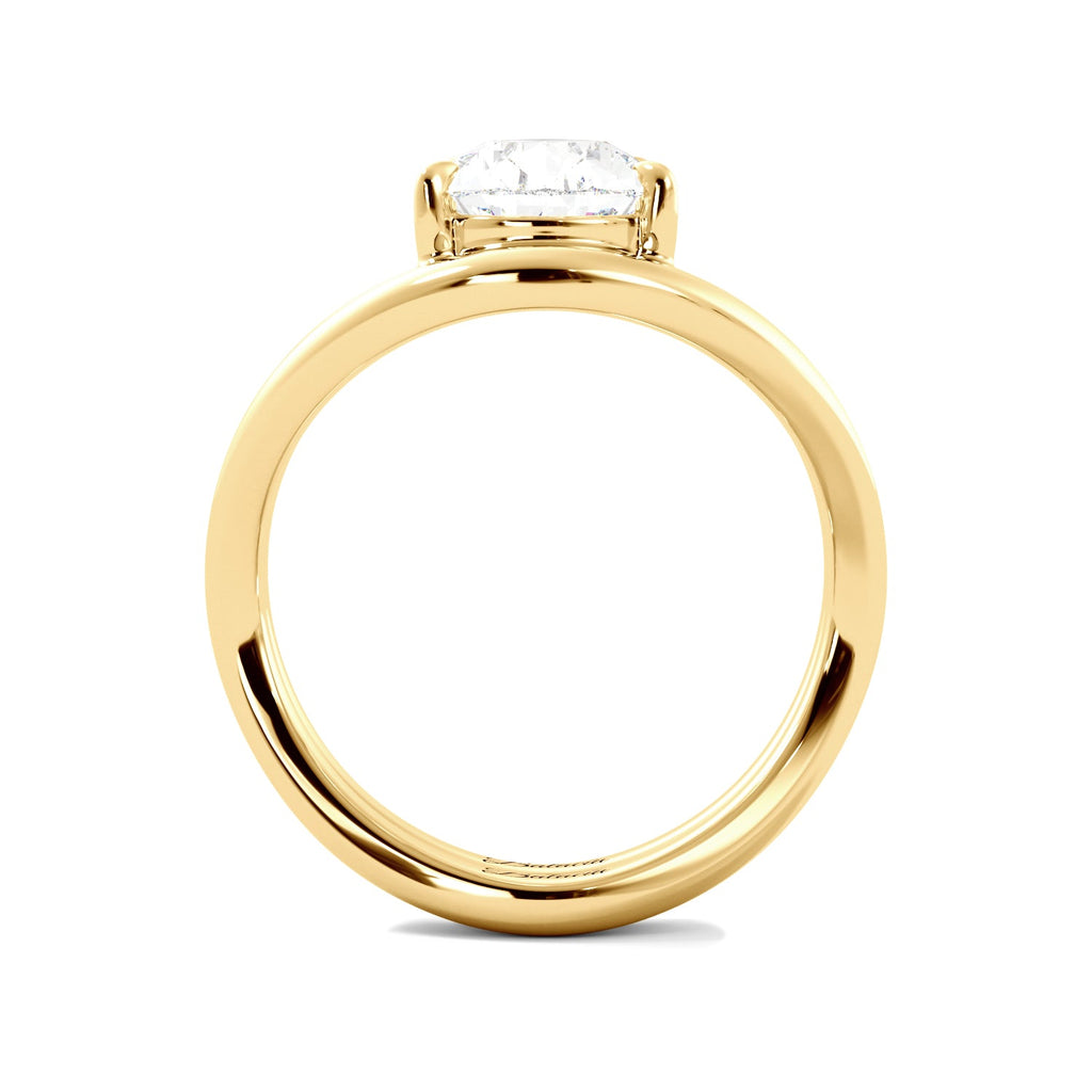 Yellow Gold Pear Diamond Modern Curved Engagement Ring Set Side View