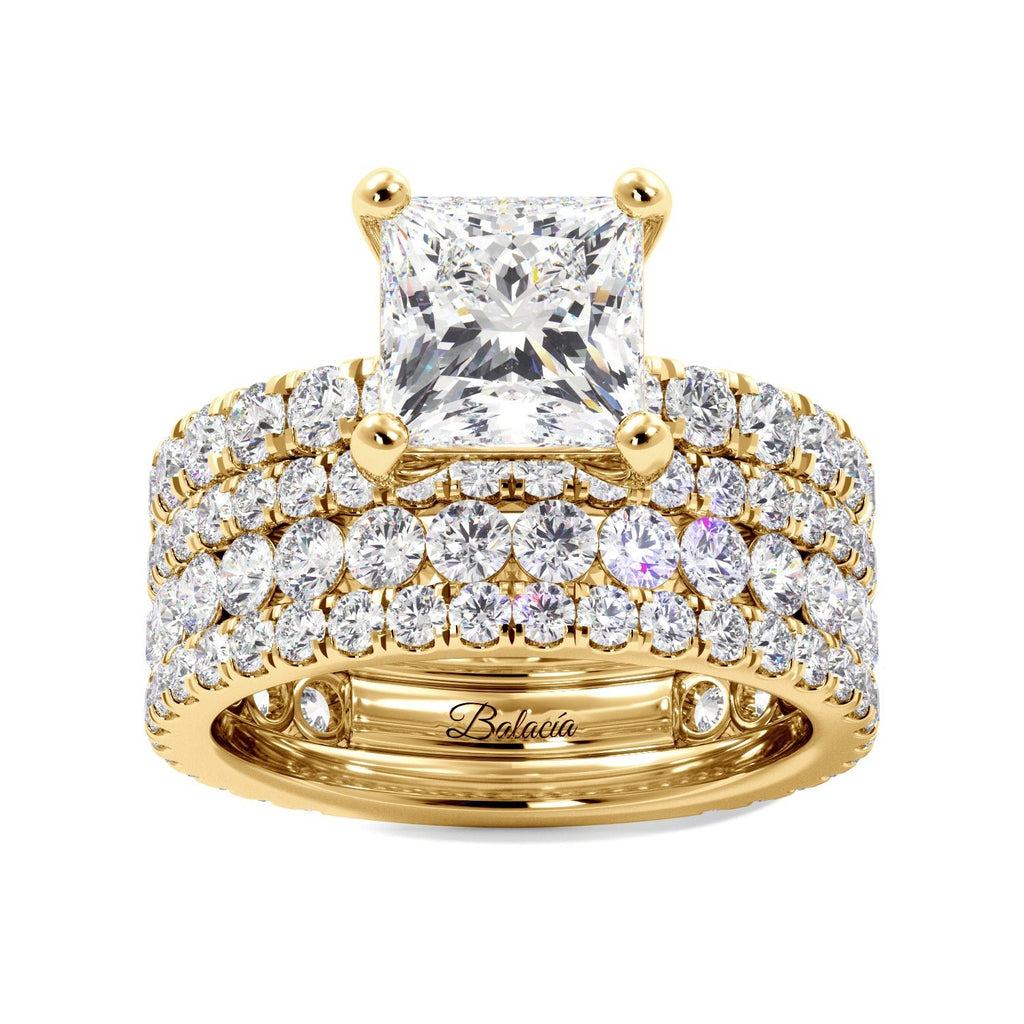 Yellow Gold Princess Cut Diamond Engagement Ring Set