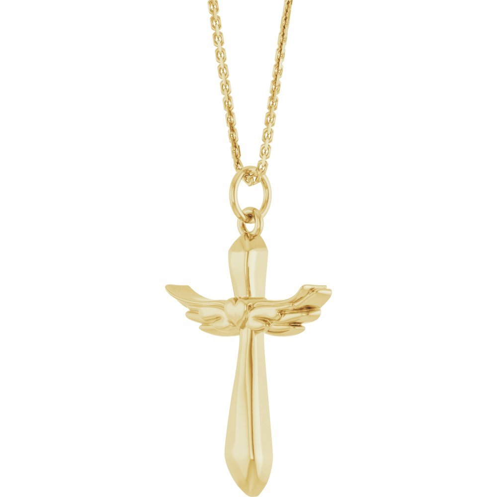 Angel Wings Cross Necklace 14k Gold - Balacia