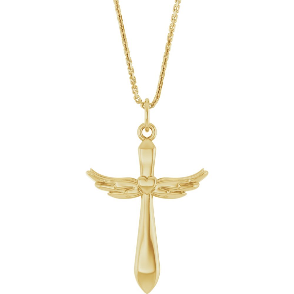 Angel Wings Cross Necklace 14k Gold - Balacia