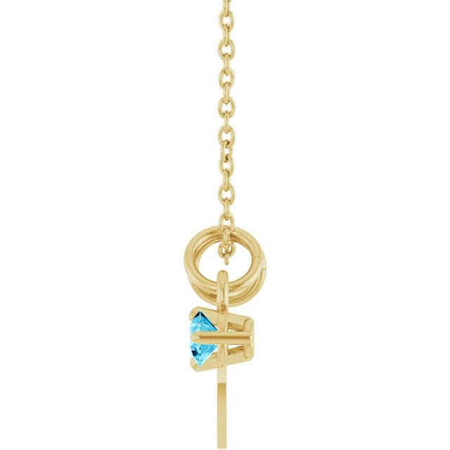 March Aquamarine Engravable Birthstone Necklace Side View