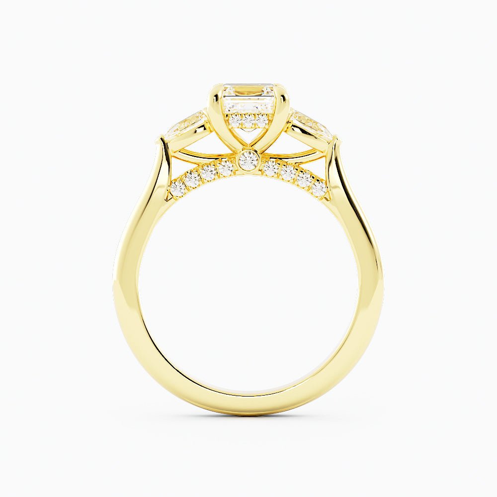 Asscher - Cut Diamond Engagement Ring Pear - Shaped Side Stones - Balacia