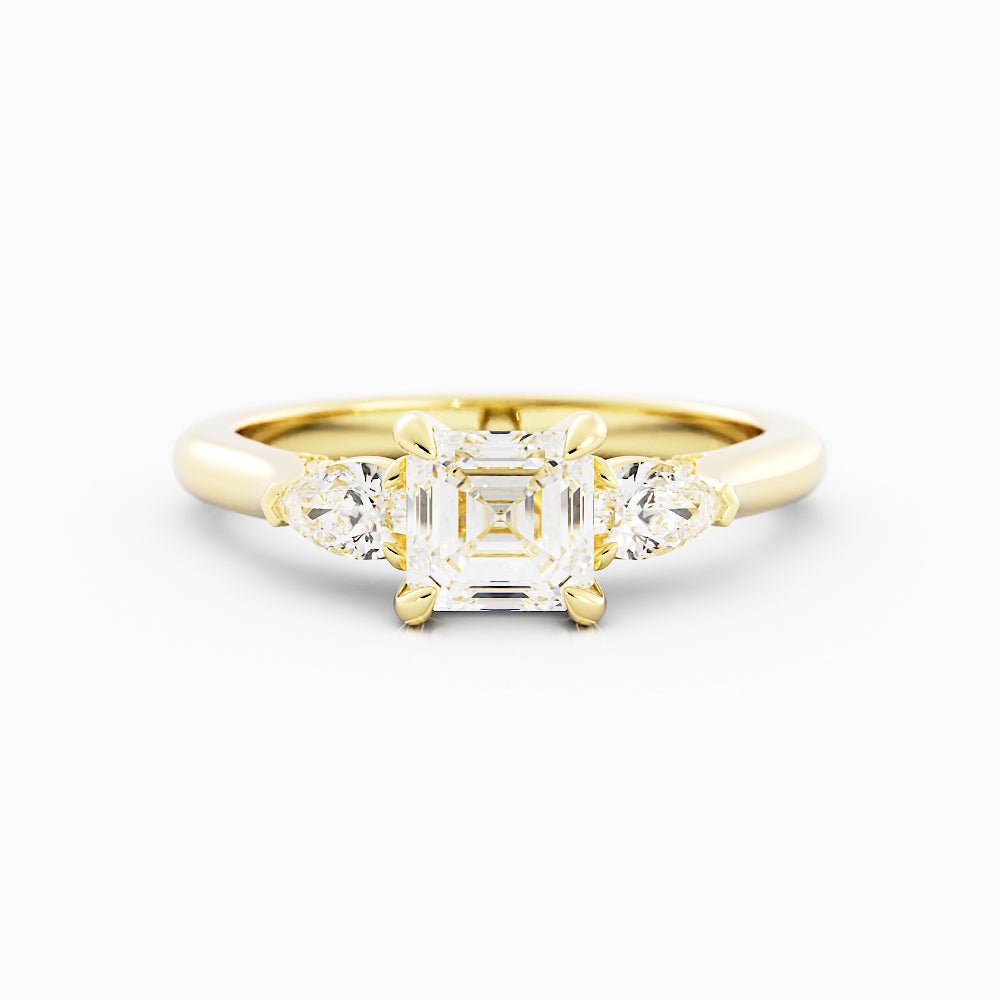 Asscher - Cut Diamond Engagement Ring Pear - Shaped Side Stones - Balacia