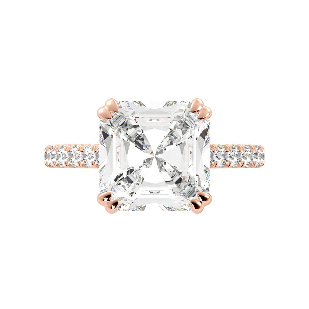 Rose Gold Asher Cut Hidden Halo Engagement Ring