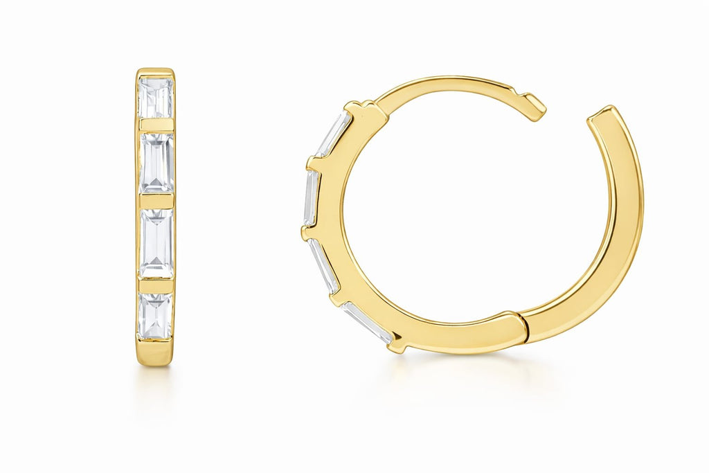 Straight Baguette Diamond Hoop Earrings
