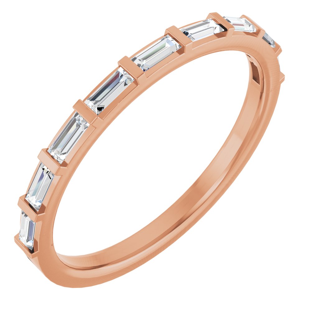 Straight Baguette Lab Diamond Women's Wedding Band rose gold