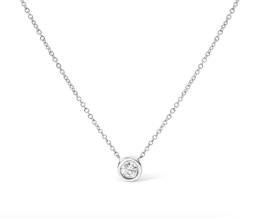 lab diamond bezel necklace